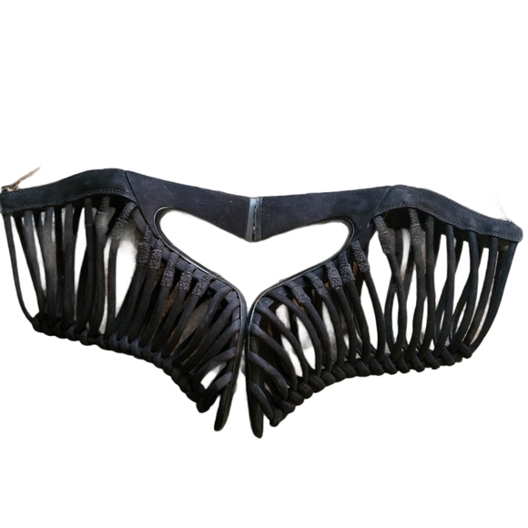 SCHUTZ BLACK SUEDE GLADIATOR OPEN TOE HEELS - Picture 4 of 14